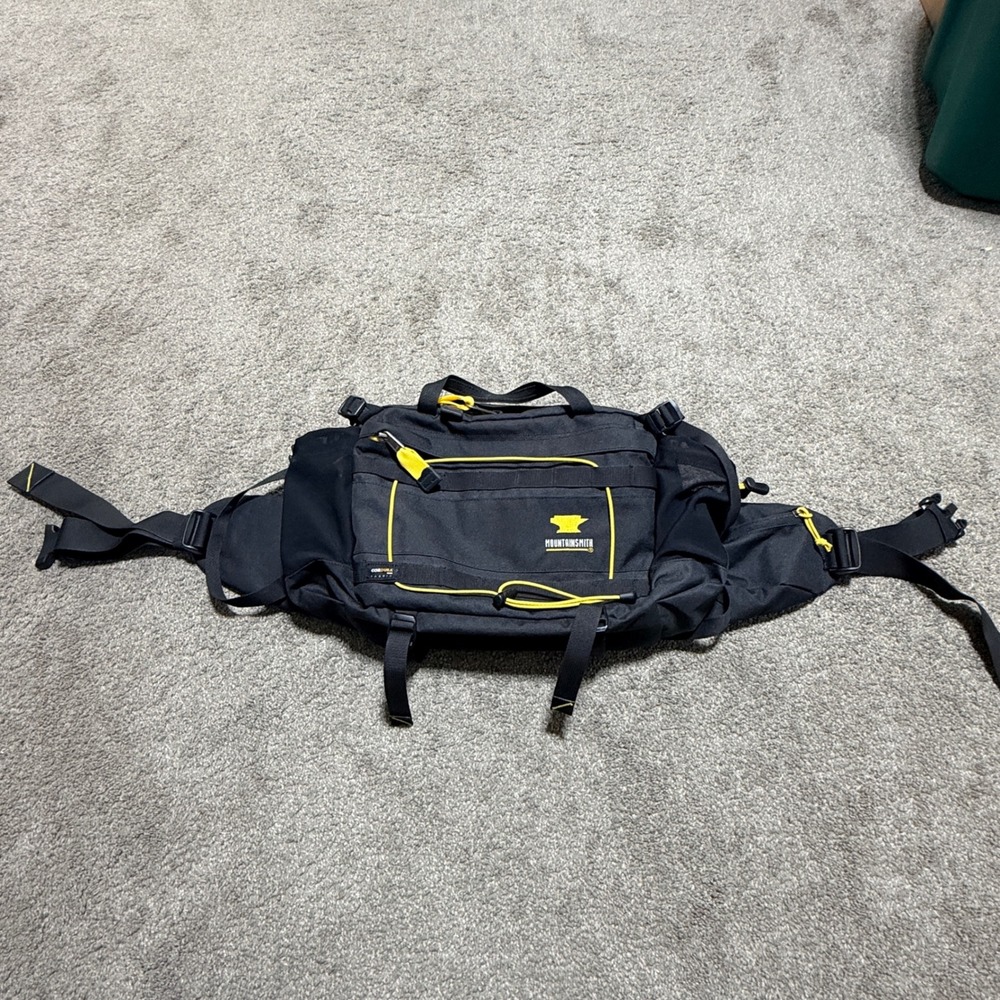 Mountainsmith Day Lumbar Pack Black Yellow Cordura Hiking Waist Bag Fanny Pack